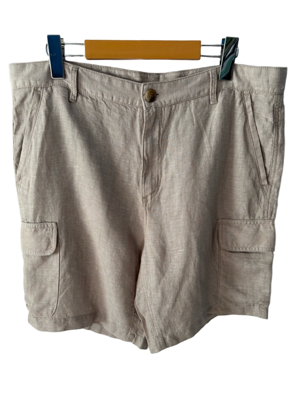 Panama Jack Linen Blend Beige 8” Cargo Shorts Men’s Size 36 Casual Minimalist